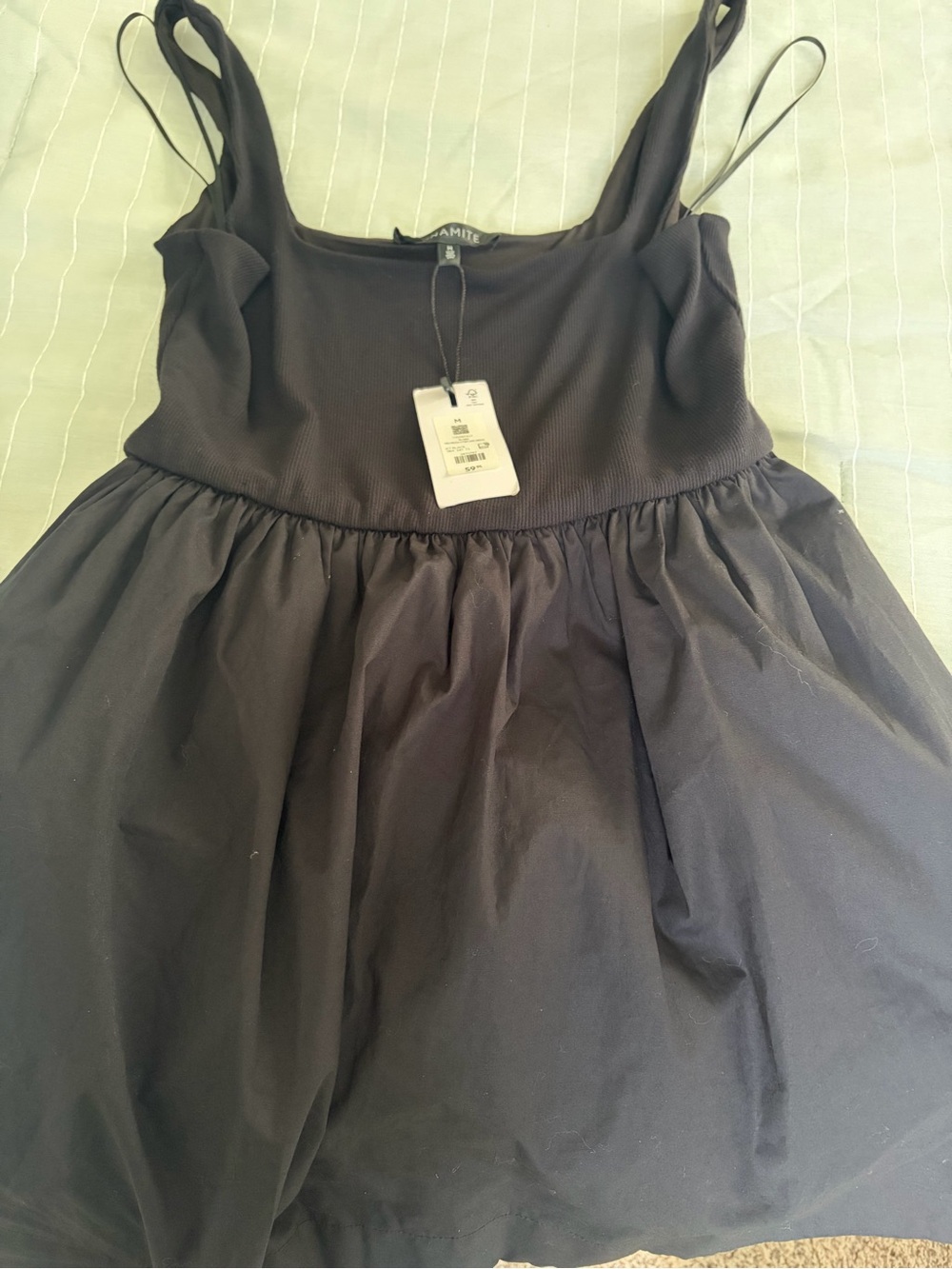 Dynamite women's Black Tank bubble Dress with Gathered Skirt. Medium brand new